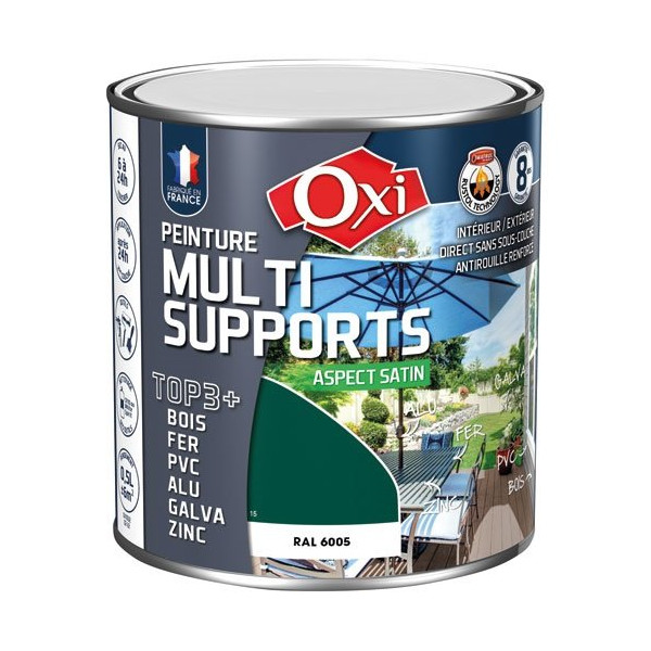 OXI - PEINT.TOP 3 BOIS FER PVC 500ML VERT MOUSSE