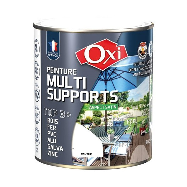 OXI - PEINT.TOP 3 BOIS FER PVC 2.5L BLANC CREME