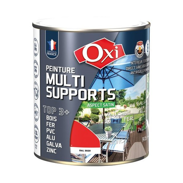 OXI - PEINT.TOP 3 BOIS FER PVC 2.5L ROUGE VIF