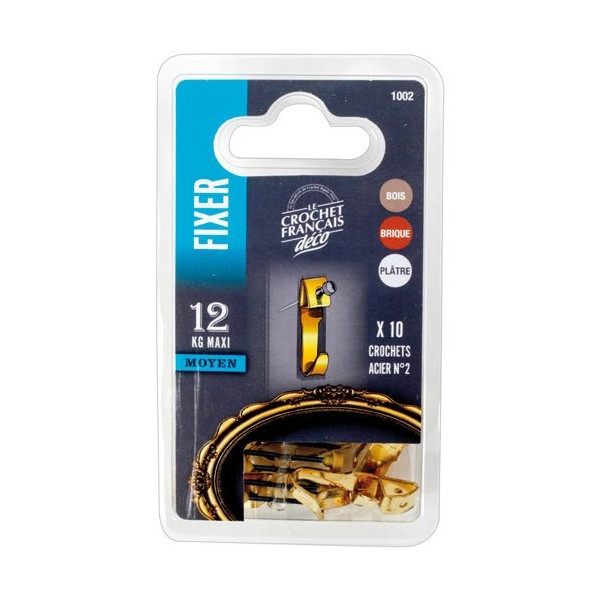 LE CROCHET FRANCAIS - Crochet acier laiton n° 2 cte 10 1002