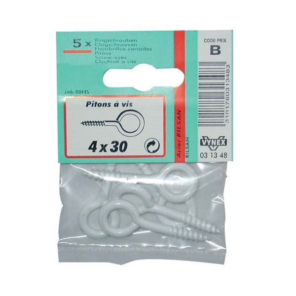 VYNEX - Piton à vis rilsanisé blanc 6x25 sc