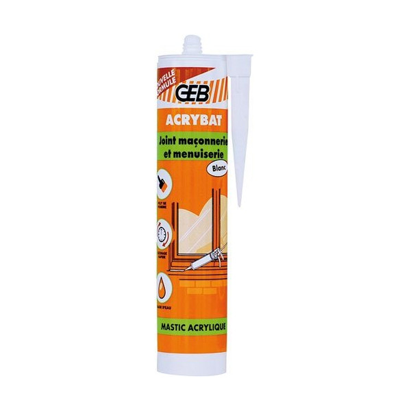 GEB - Mastic acrybat B cartouche 310ml blanc Geb