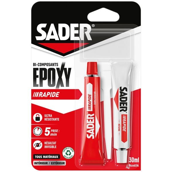 SADER - Colle époxy rapide - 15 mL - Lot de 2