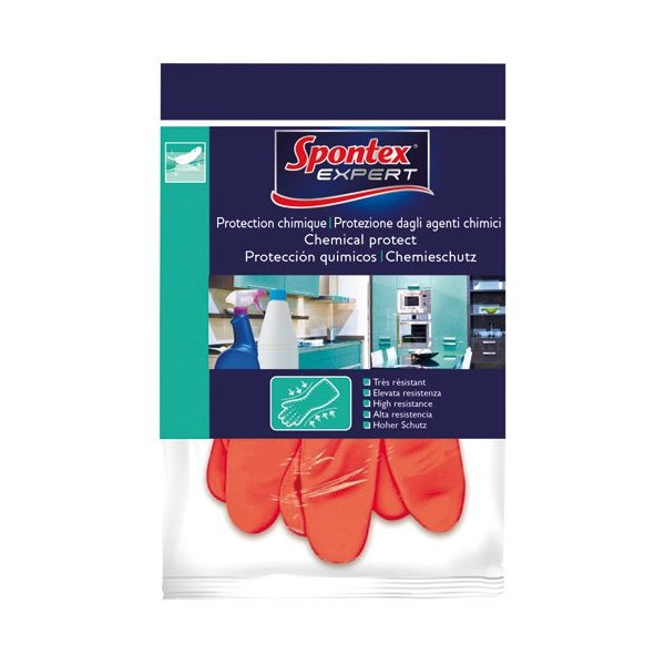 SPONTEX EXPERT - Gants protection chimique taille 7 latex