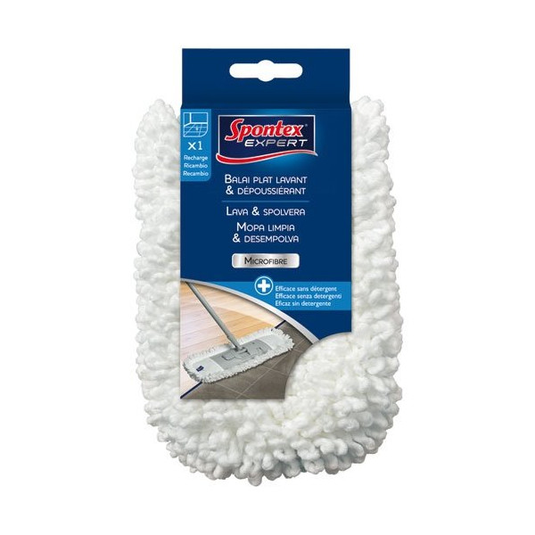 SPONTEX EXPERT - Recharge balai lavant et dépoussiant 100% microfibre
