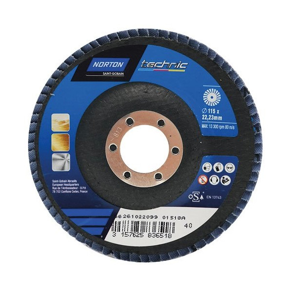NORTON - Disque à lamelles convexe sup. fibre technic 115x22 40g