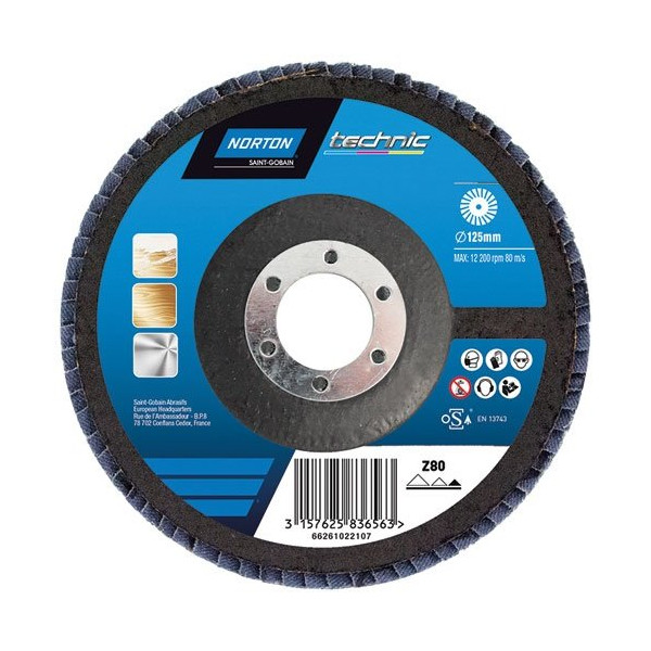 NORTON - Disque à lamelles convexe sup. fibre technic 125x22 g.40