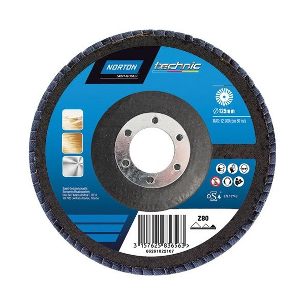 NORTON - Disque à lamelles convexe sup. fibre technic 125x22 g.60