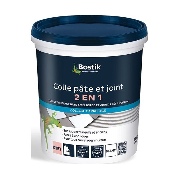 BOSTIK - Colle et joint blanc 1.5kg prêt à l'emploi
