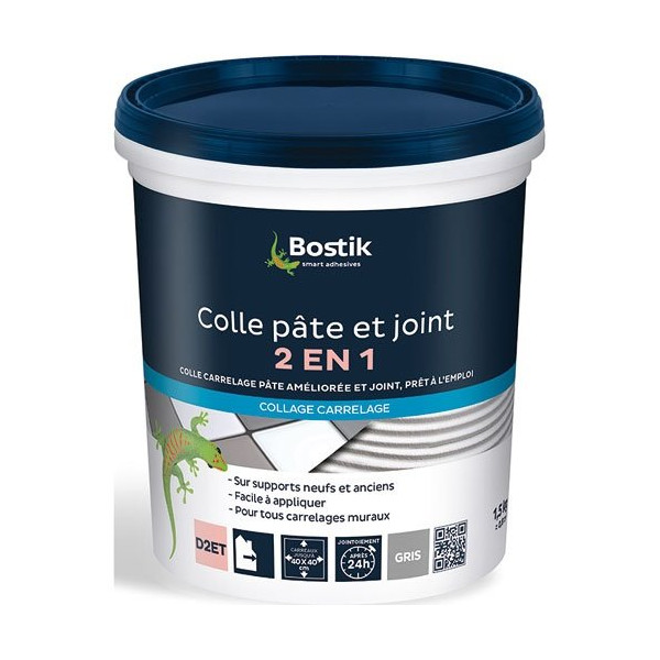 BOSTIK - Colle et joint gris 1.5kg prêt à l'emploi
