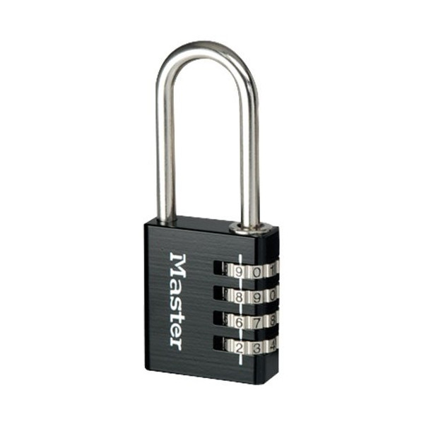 MASTER LOCK - Cadenas à 4 chiffres en aluminium noir 40 mm