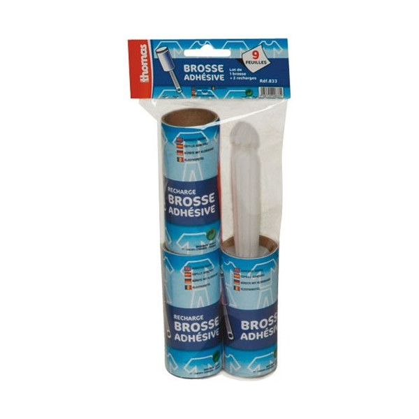 THOMAS - Brosse adhésive + 2 recharges 9 feuilles