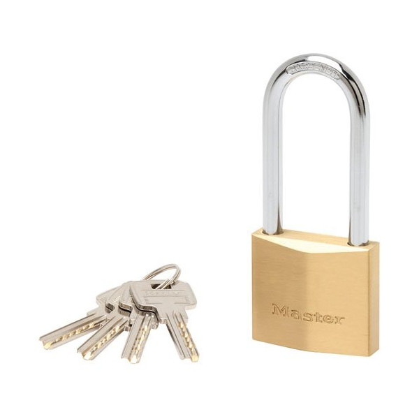 MASTER LOCK - Cadenas en laiton haute sécurité 50 mm avec haute anse + 4 clés
