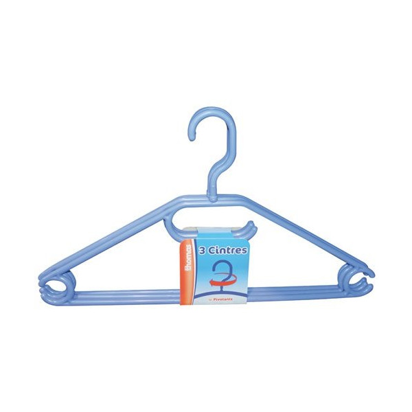 THOMAS - Cintres couleur crochet tournant 43cm lot de 3