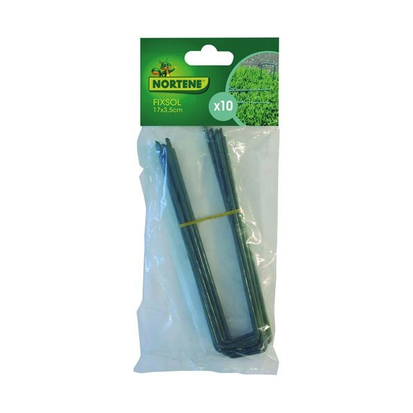 NORTENE - Agrafes fixsol métal plastifié vert 17x3.5cm x10 sc