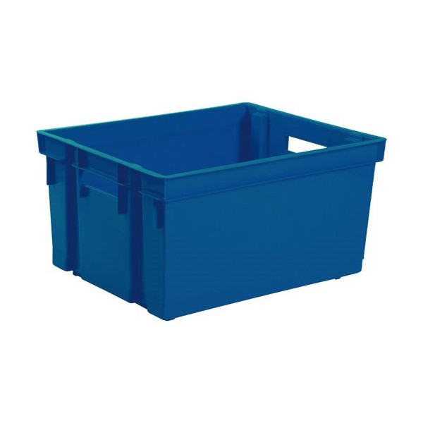 EDA - Bac de rangement en plastique sans couvercle - 50 L - bleu minéral
