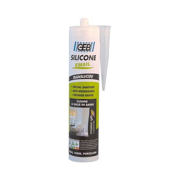 GEB - Mastic sanitaire silicone émail translucide cartouche 280ml