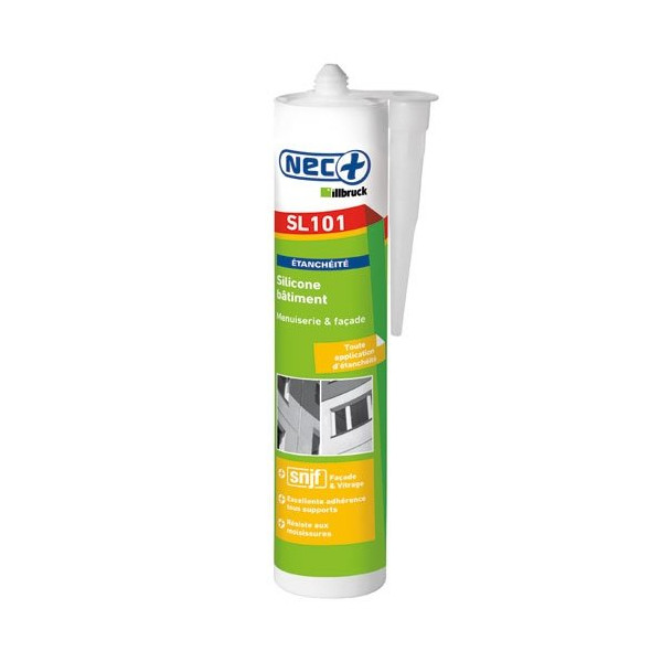 NEC+ ILLBRUCK - Mastic silicone bâtiment translucide 310ml Nec +