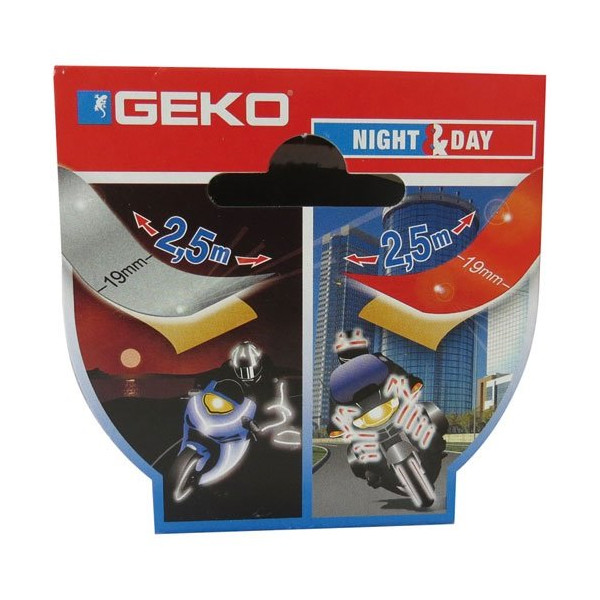 GEKO - Adhésif lot 1 réfléchissant + 1 fluorescent 19mm