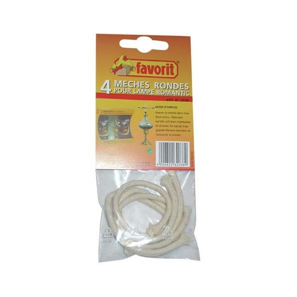 FAVORIT - Mèche ronde p/lampe huile d.5mm x4 2038
