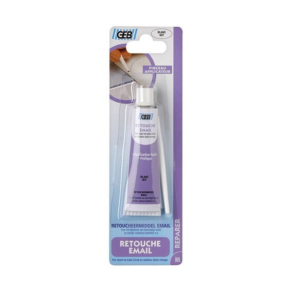 GEB - Retouche émail pinceau applicateur 20ml blanc
