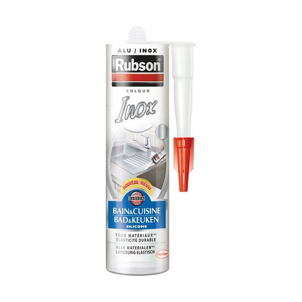 RUBSON - Mastic sanitaire cartouche 280ml inox gris métallisé