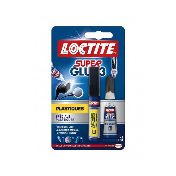 LOCTITE - LOCTITE Colles Cyanoacrylates SUPERGLUE-3 Spécial Plastiques Tube 2g + Styl
