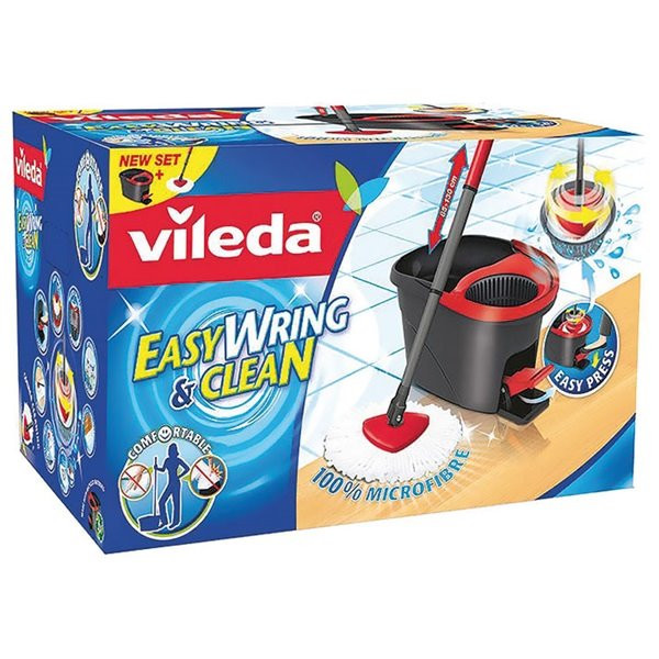 VILEDA - Kit complet balai et seau à essorage rotatif Easywring & Clean