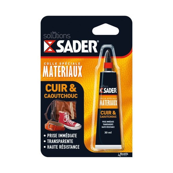 SADER - Colle type néoprène Cuir et Caoutchouc gel - transparent - 30 mL