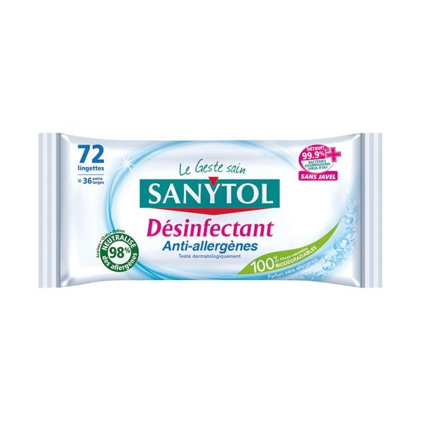 SANYTOL - Lingettes antiallergènes désinfectantes x48 sanytol