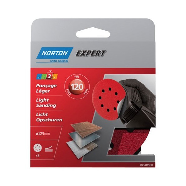 NORTON - Disque 125 auto-agrippant grain 120 blister de 5