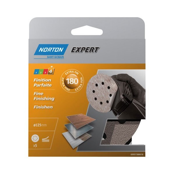 NORTON - Disque 125 auto-agrippant grain 180 blister de 5