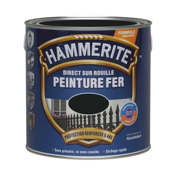 HAMMERITE - Laque hammerite pour ferronerie 2.5L noir mat