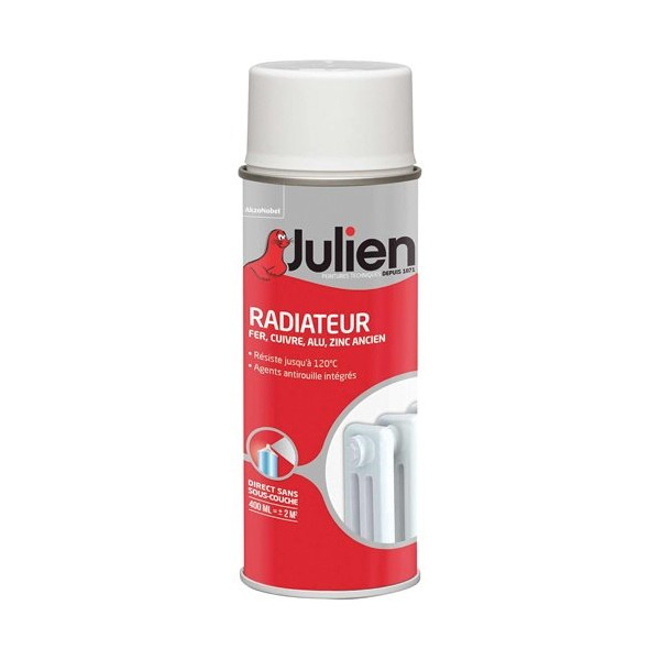 JULIEN - Peinture radiateur aérosol 400ml satin blanc
