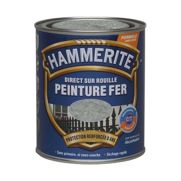 HAMMERITE - Hammerite fer martelé 0.75l gris argent