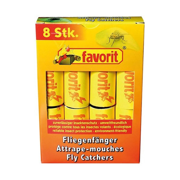 FAVORIT - Bande adhésive attrape-mouches - Lot de 8