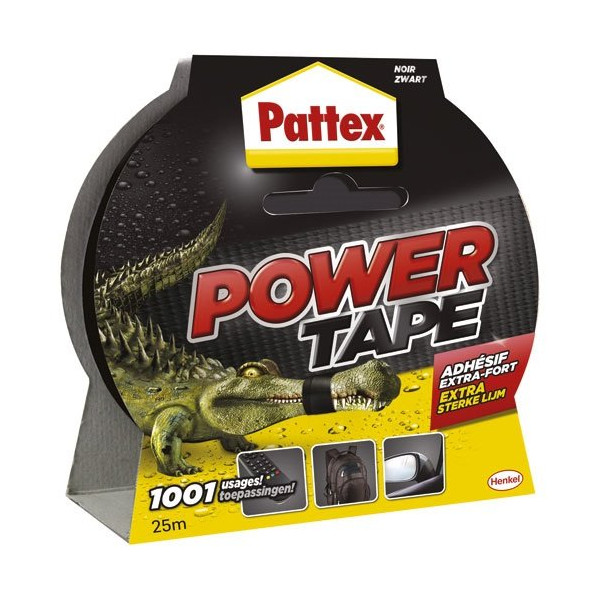 PATTEX - Adhésif Réparation Power Tape Noir Etui 25m - 50mm