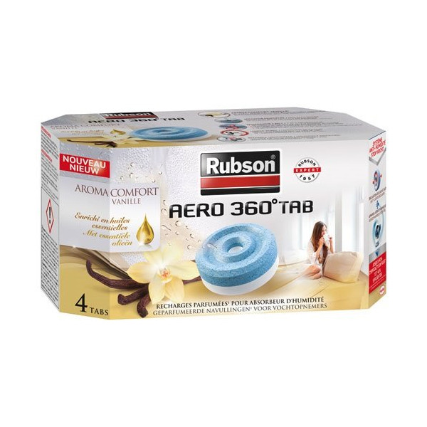 RUBSON - Recharge absorbeur Aéro 360 aroma confort vanille x4