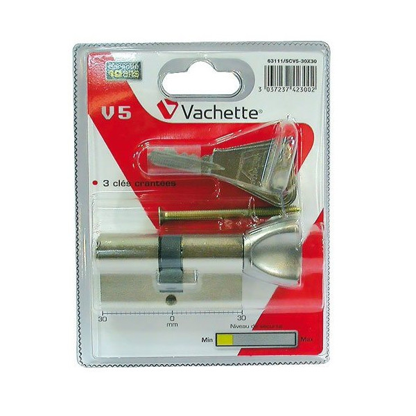 VACHETTE - Cylindre v5 60 30x30 à bouton nickel 63111sc vachette