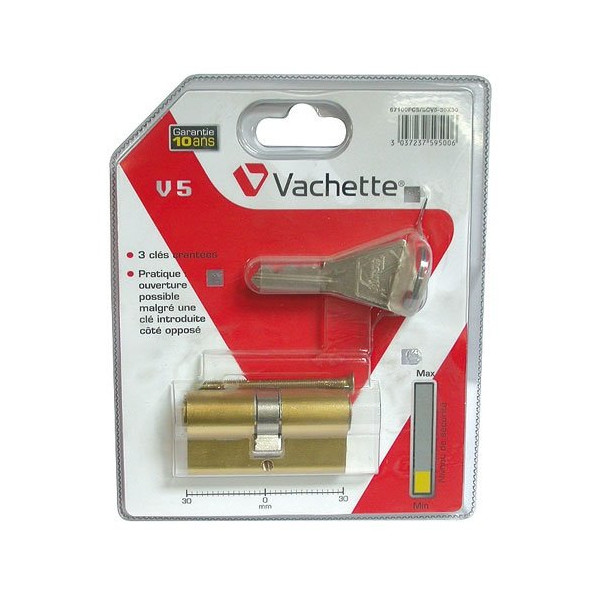 VACHETTE - Cylindre v5 60 30x30 synkro cle sécours 67100fcs/sc vachette