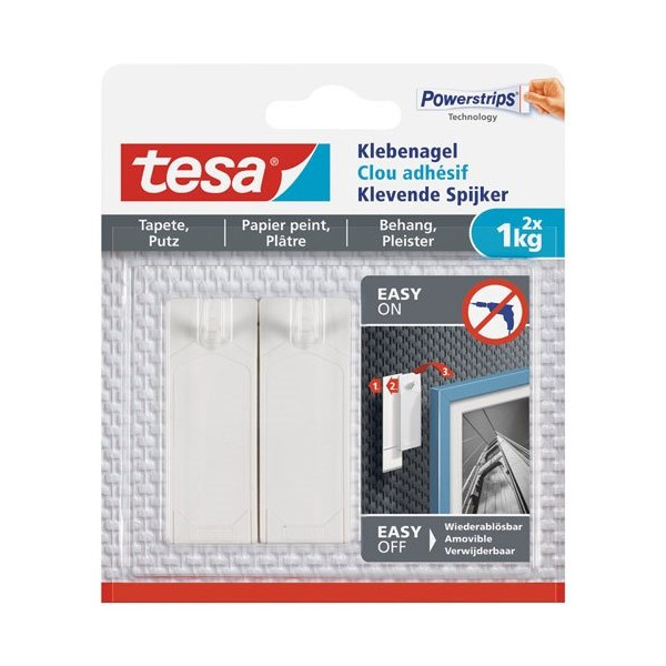TESA - Clou adhésif pour papier peint plâtre 1kg blister de 2