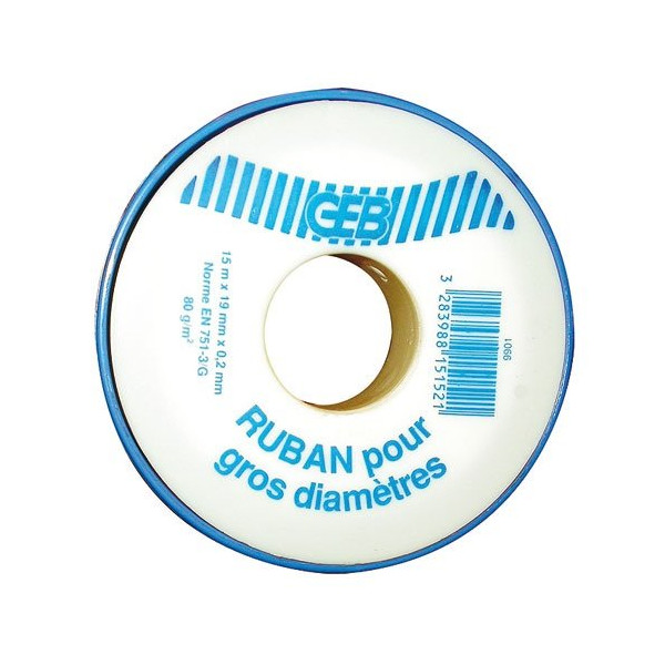 GEB - Ruban d'étanchéité PTFE standard 15mx19mm