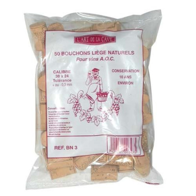 BOUCHON CYLIN.38X24 NATUR.SAC50 (Vendu par 1)