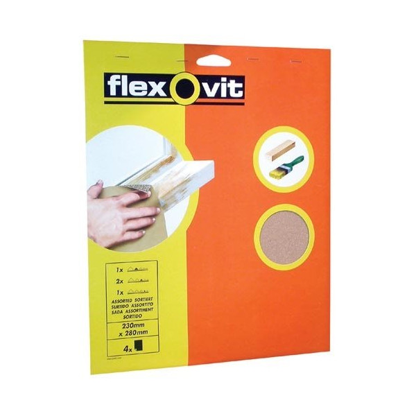 FLEXOVIT - Papier de verre grain gros x4 sur carte Flexovit