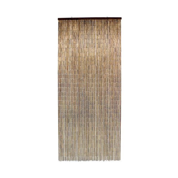 MOREL - Rideau de porte Acajou bâtonnets bambou vernis noir - 90x200 cm