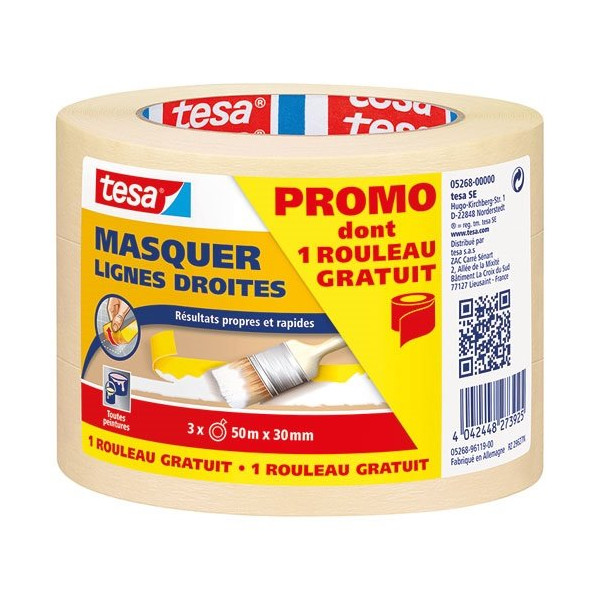 TESA - Promo adhésif masquage lot 3 rouleaux 50mx30mm
