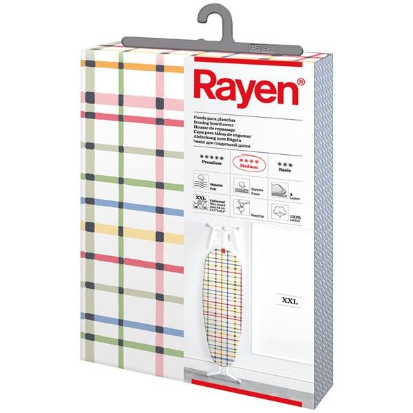 RAYEN - Housse XXL pour table à repasser 150x 55 cm Rayures colorées - Basic