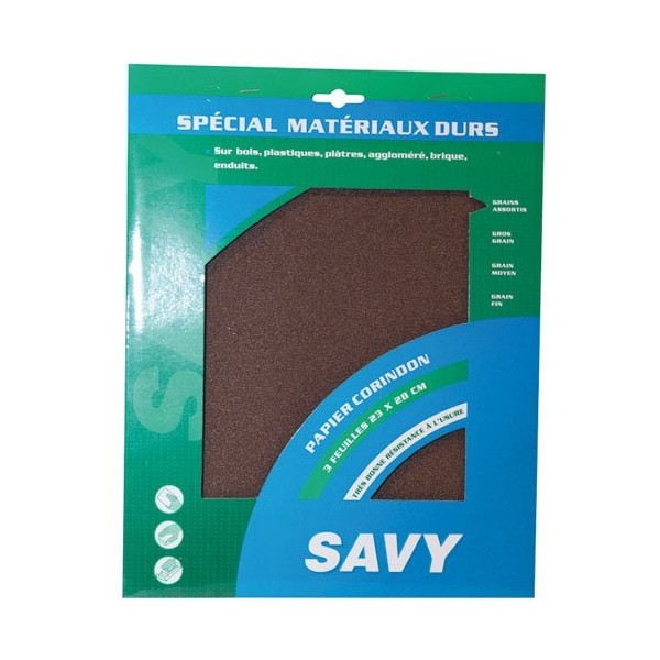 SAVY - Papier corindon grain assortis 3 feuilles A