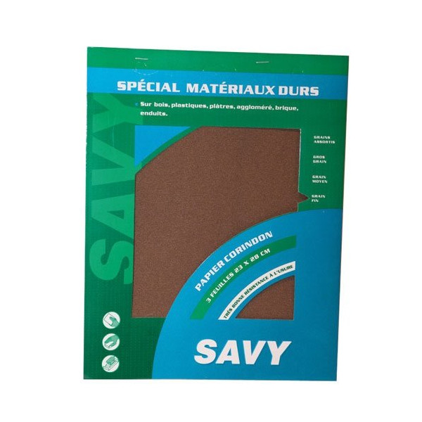 SAVY - Papier corindon grain fin 3 feuilles A