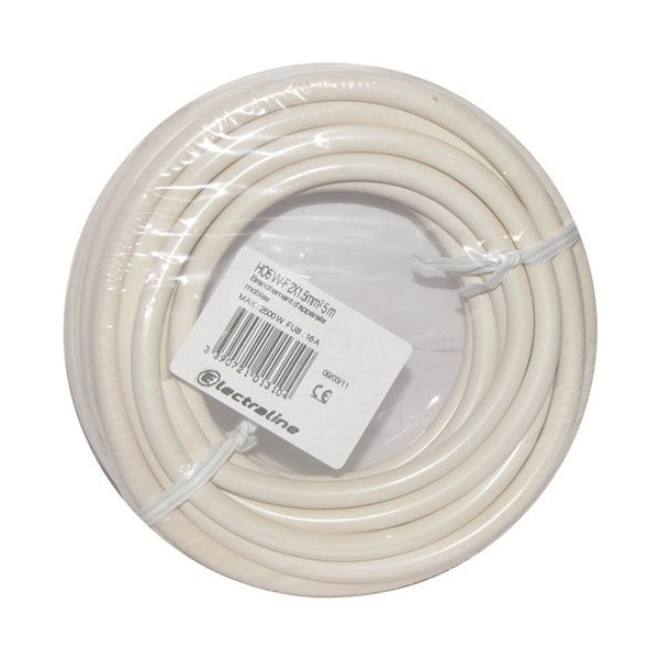 ELECTRALINE - Câble h05vvf 2x1.5 05m blanc couronne 60107033j